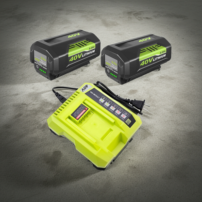 2 Pack 40V 6000mAh Li-ion Replacement Battery and Charger for Ryobi Cordless Power Tools